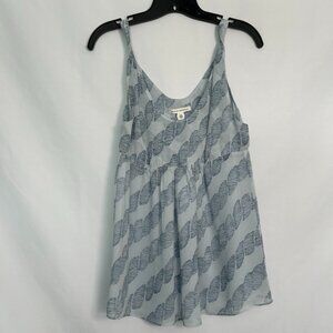 Banana Republic‎ XS Silk Blend Printed Sleeveless Top - Blue Feather Pattern